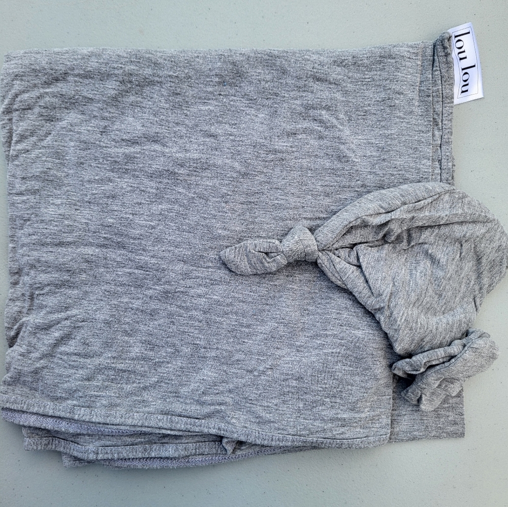 Lou Lou Gray Swaddle and Hat/Mitten Set